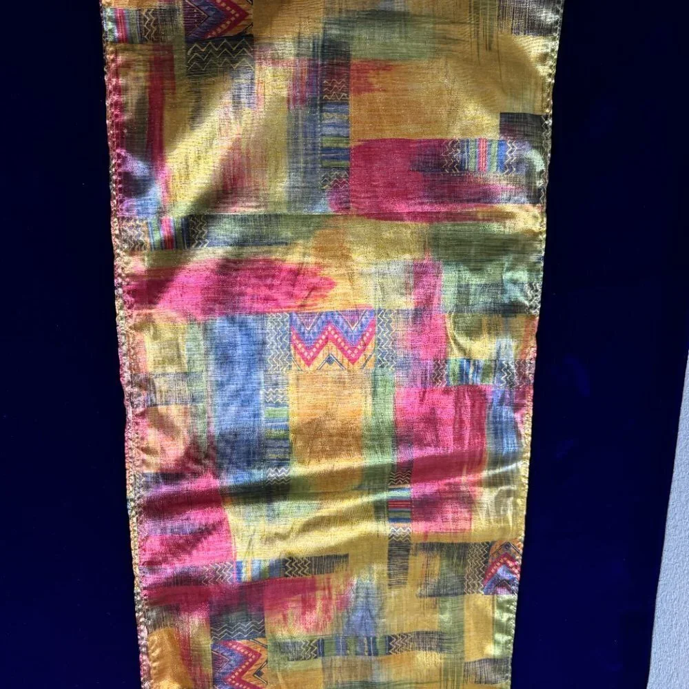 Vintage Multicolor Gold Metallic Scarf